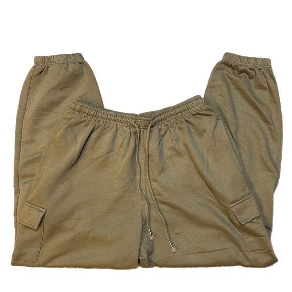 Factory Fleece Casual Olive Green Cargo Joggers - Picture 5 of 5